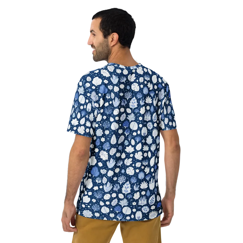 Indigo Herbarium on Men's Crew Neck T-Shirt — Back