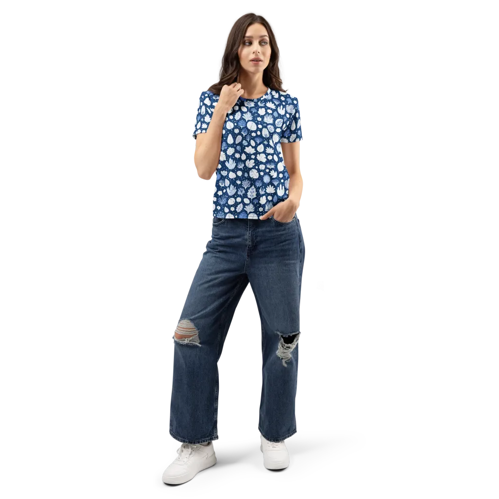 Indigo Herbarium on Women's Crew Neck T-Shirt — Front