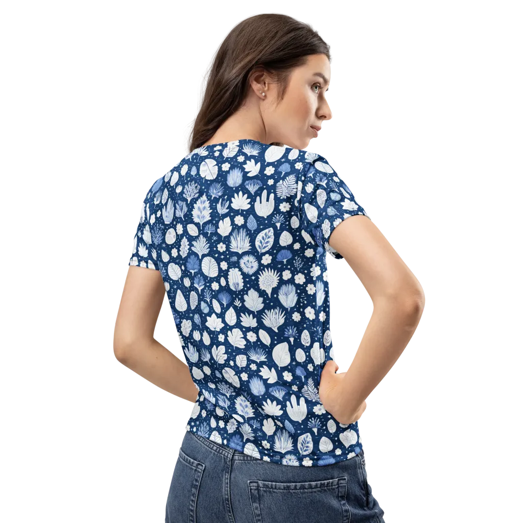 Indigo Herbarium on Women's Crew Neck T-Shirt — Back