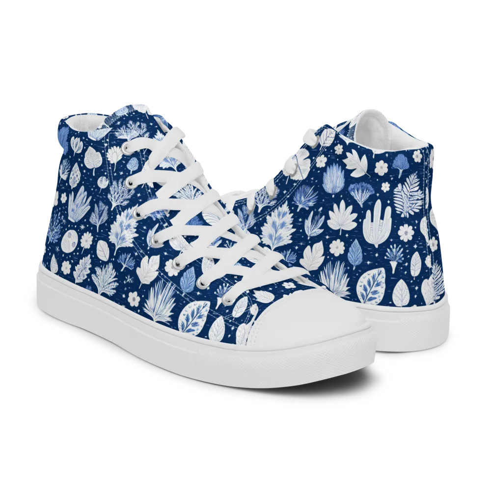 Indigo Herbarium on Women's High Top Canvas Shoes — Right