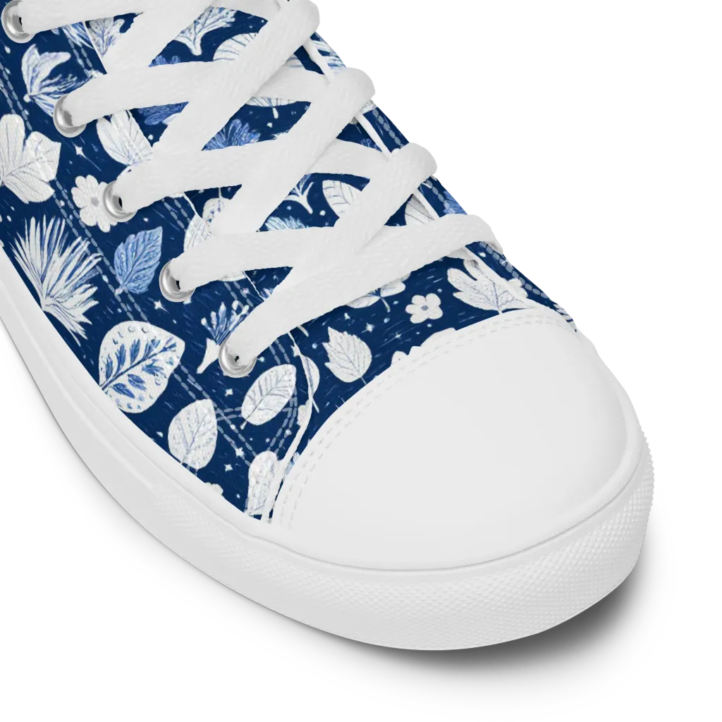 Indigo Herbarium on Women's High Top Canvas Shoes — Product details