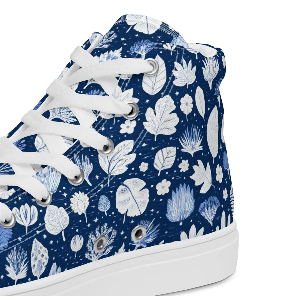 Indigo Herbarium on Women's High Top Canvas Shoes — Product details 2