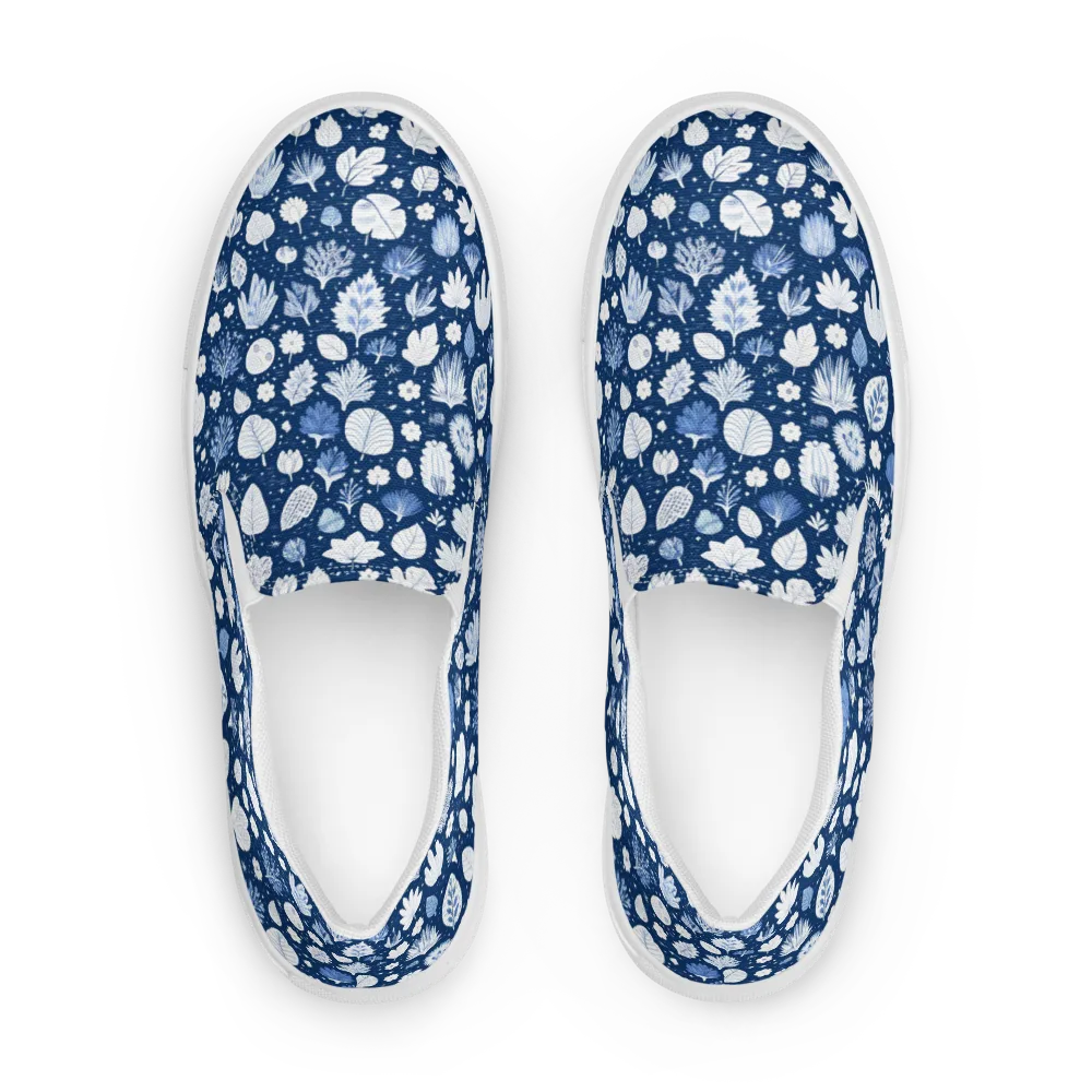 Indigo Herbarium on Men's Slip-On Canvas Shoes — Front