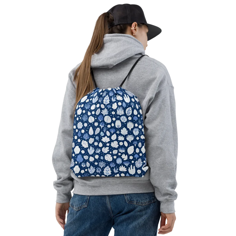 Indigo Herbarium on Drawstring Bag — Front