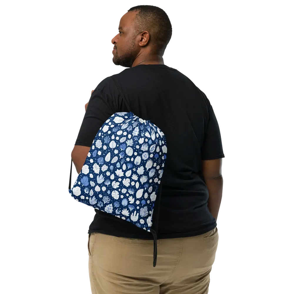 Indigo Herbarium on Drawstring Bag — Front