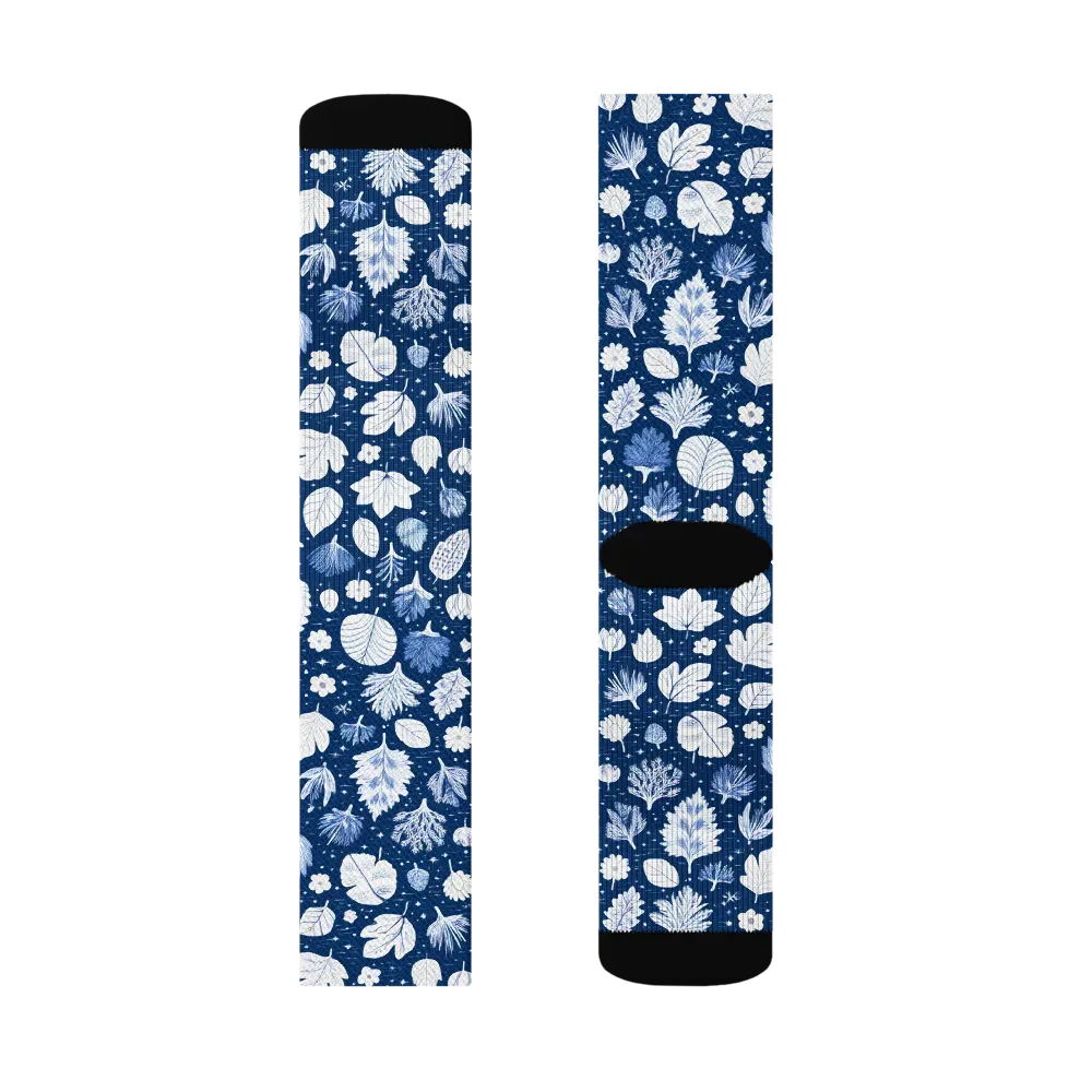 Indigo Herbarium on Socks — Right Sock