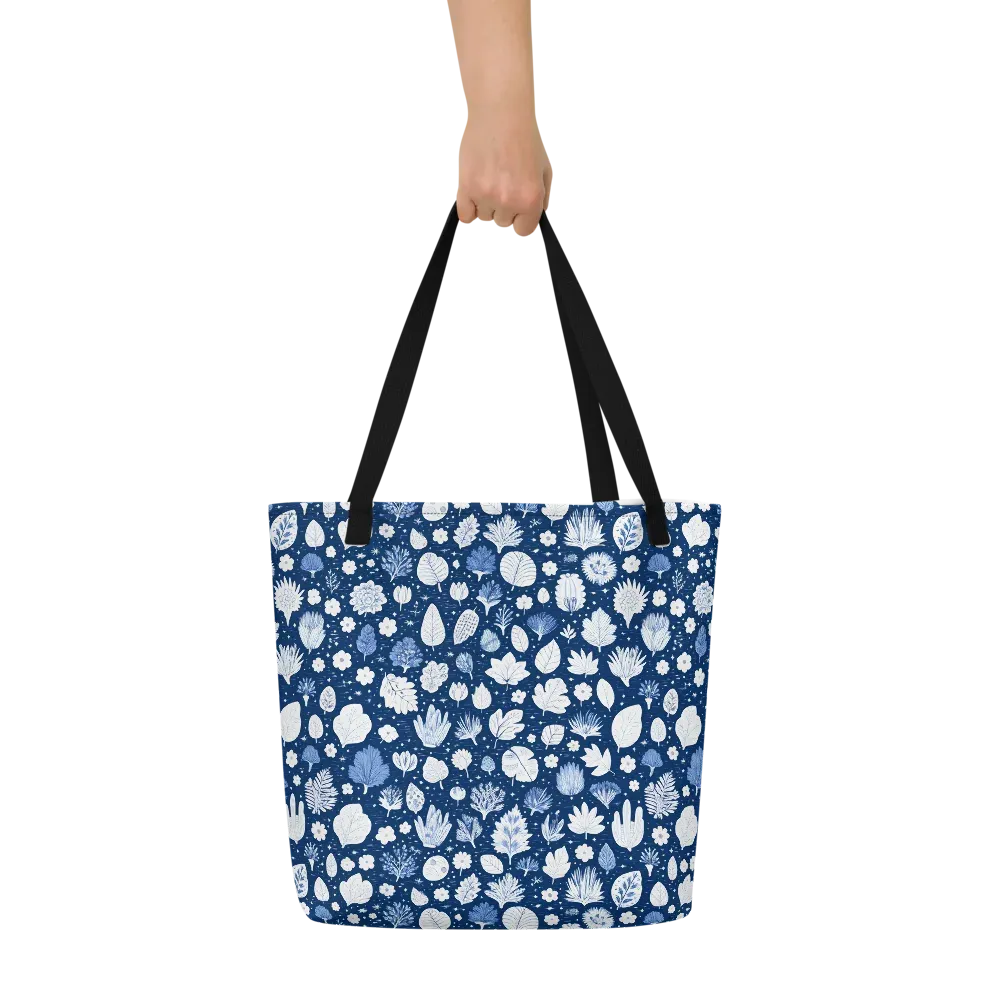 Indigo Herbarium on Large Tote Bag W/ Pocket — Front