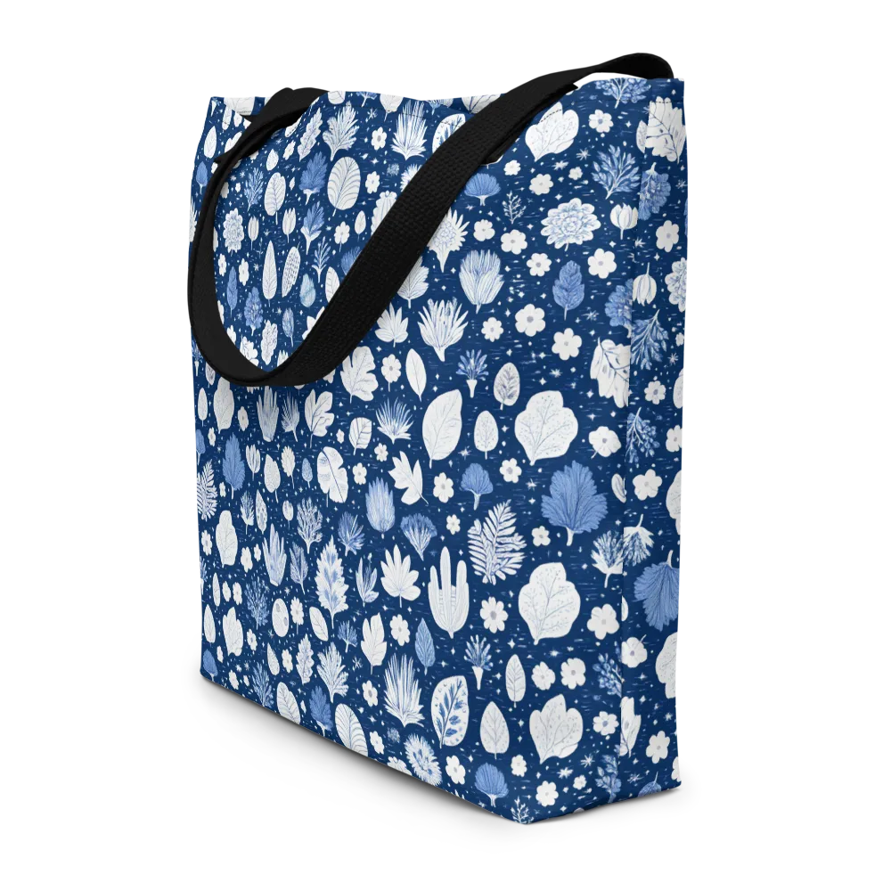 Indigo Herbarium on Large Tote Bag W/ Pocket — Front