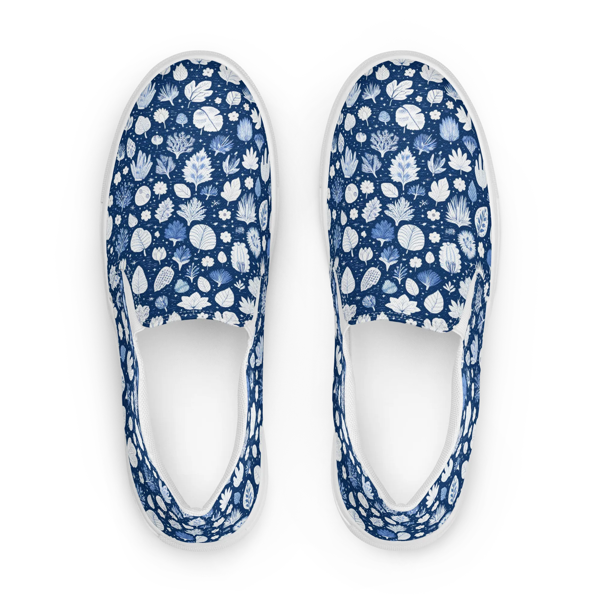 Indigo Herbarium on Women's Slip-On Canvas Shoes — Front