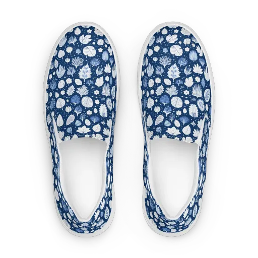 Indigo Herbarium on a Women's Slip-On Canvas Shoes