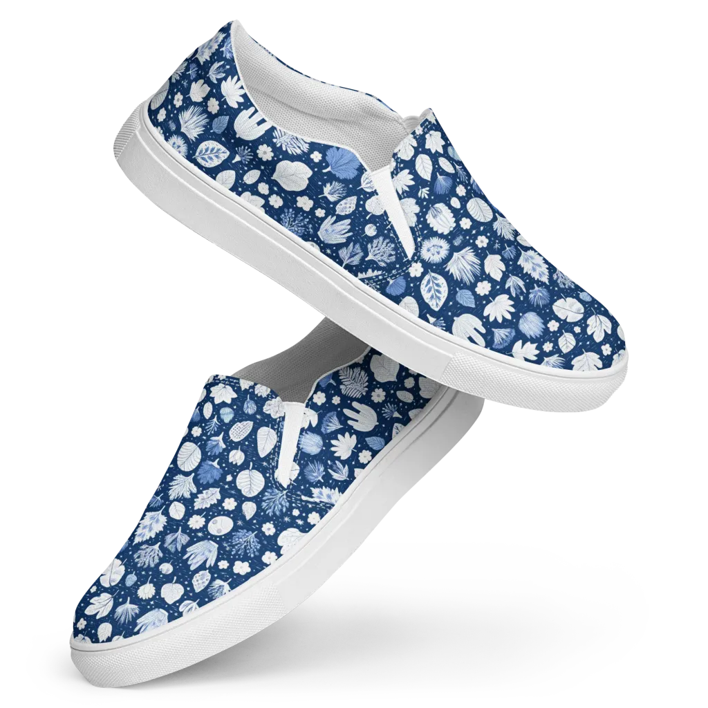 Indigo Herbarium on Women's Slip-On Canvas Shoes — Front