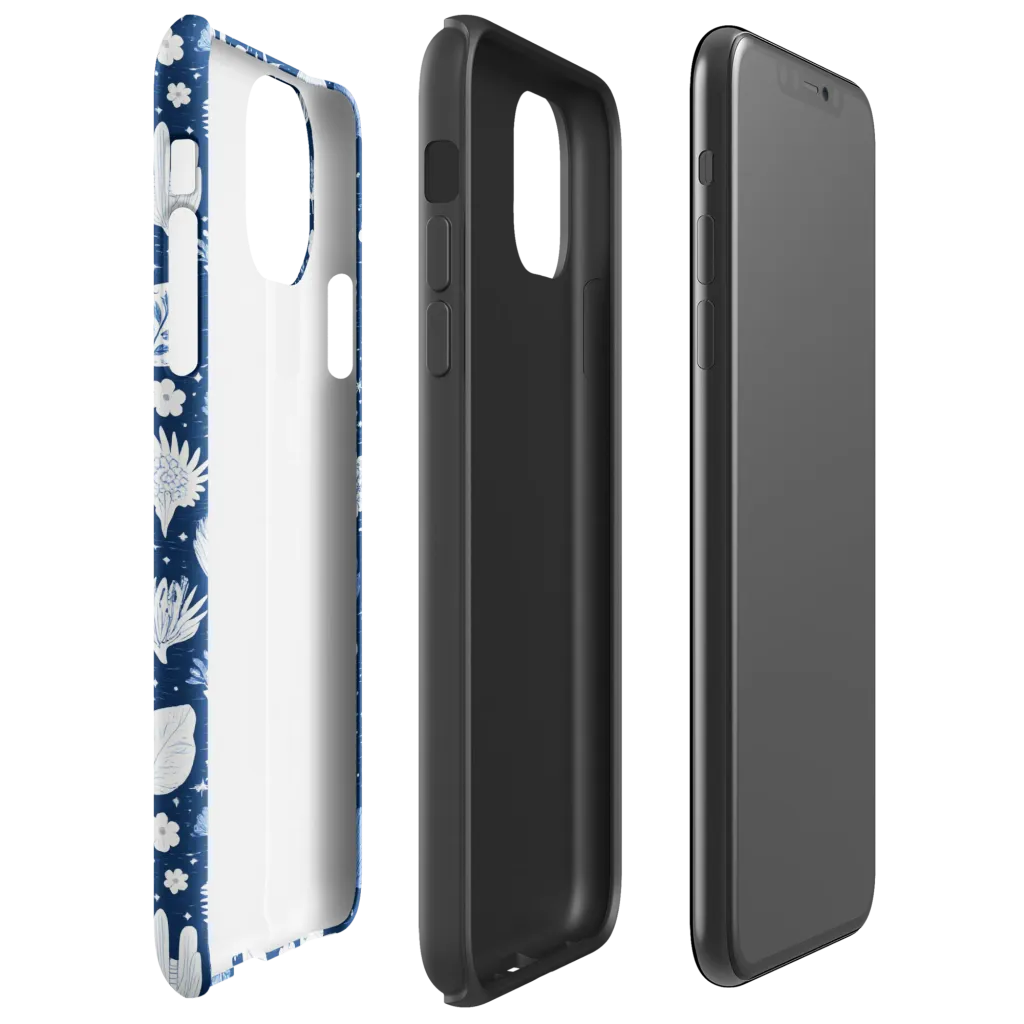 Indigo Herbarium on Tough Case for iPhone® — Right