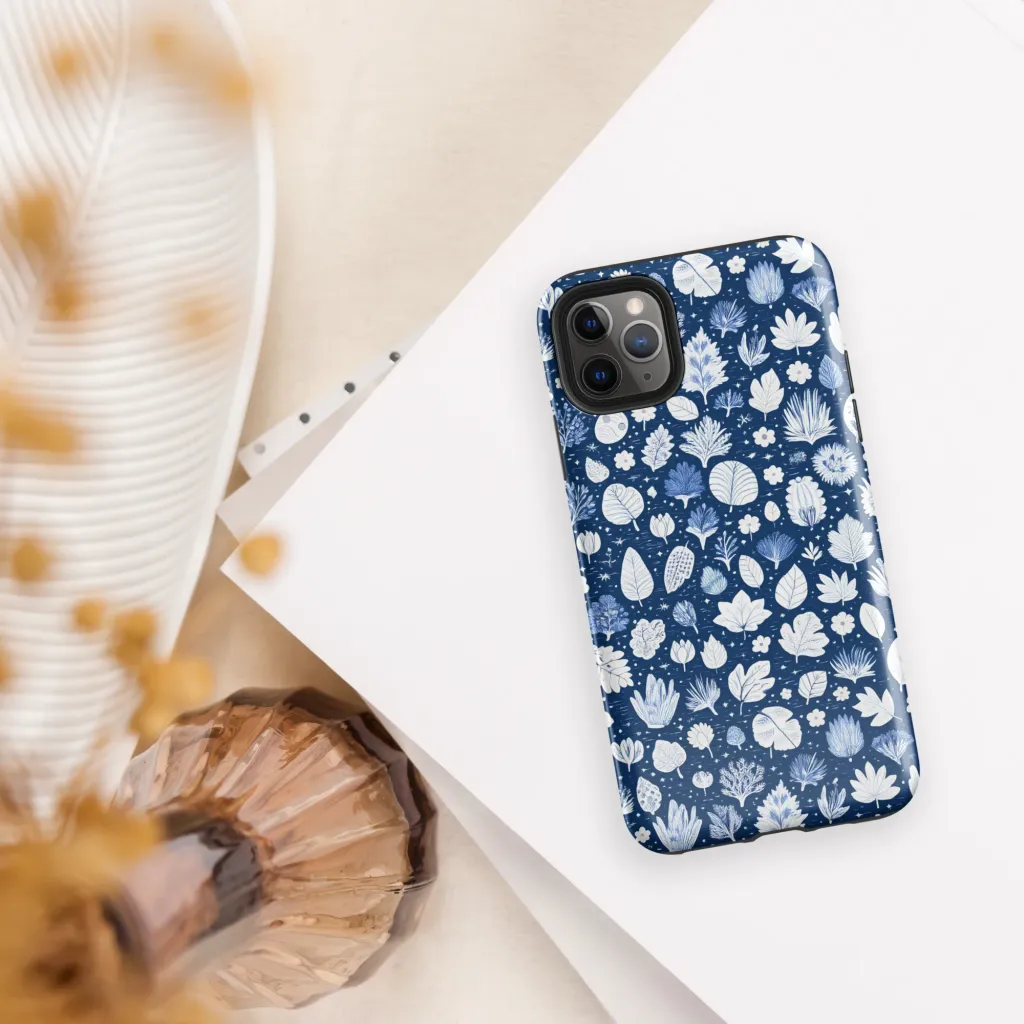 Indigo Herbarium on Tough Case for iPhone® — Front