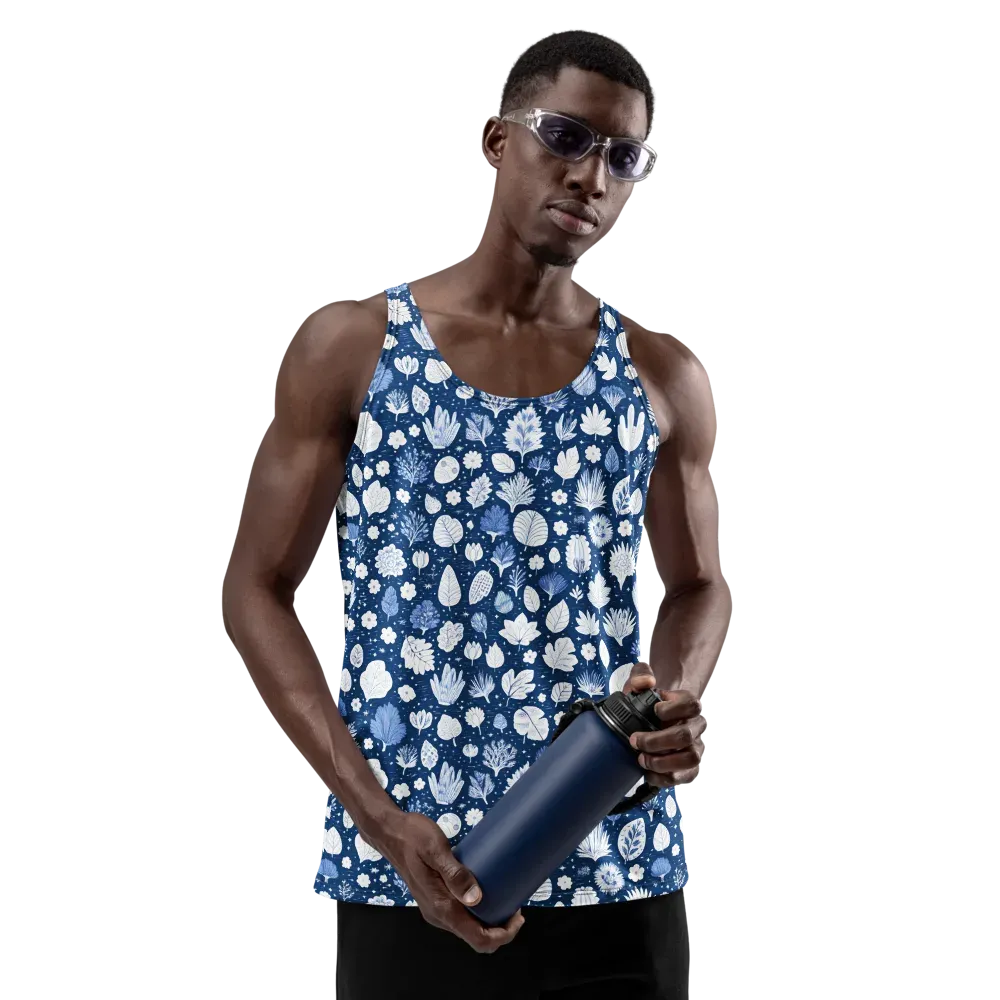 Indigo Herbarium on Men's Tank Top — Front