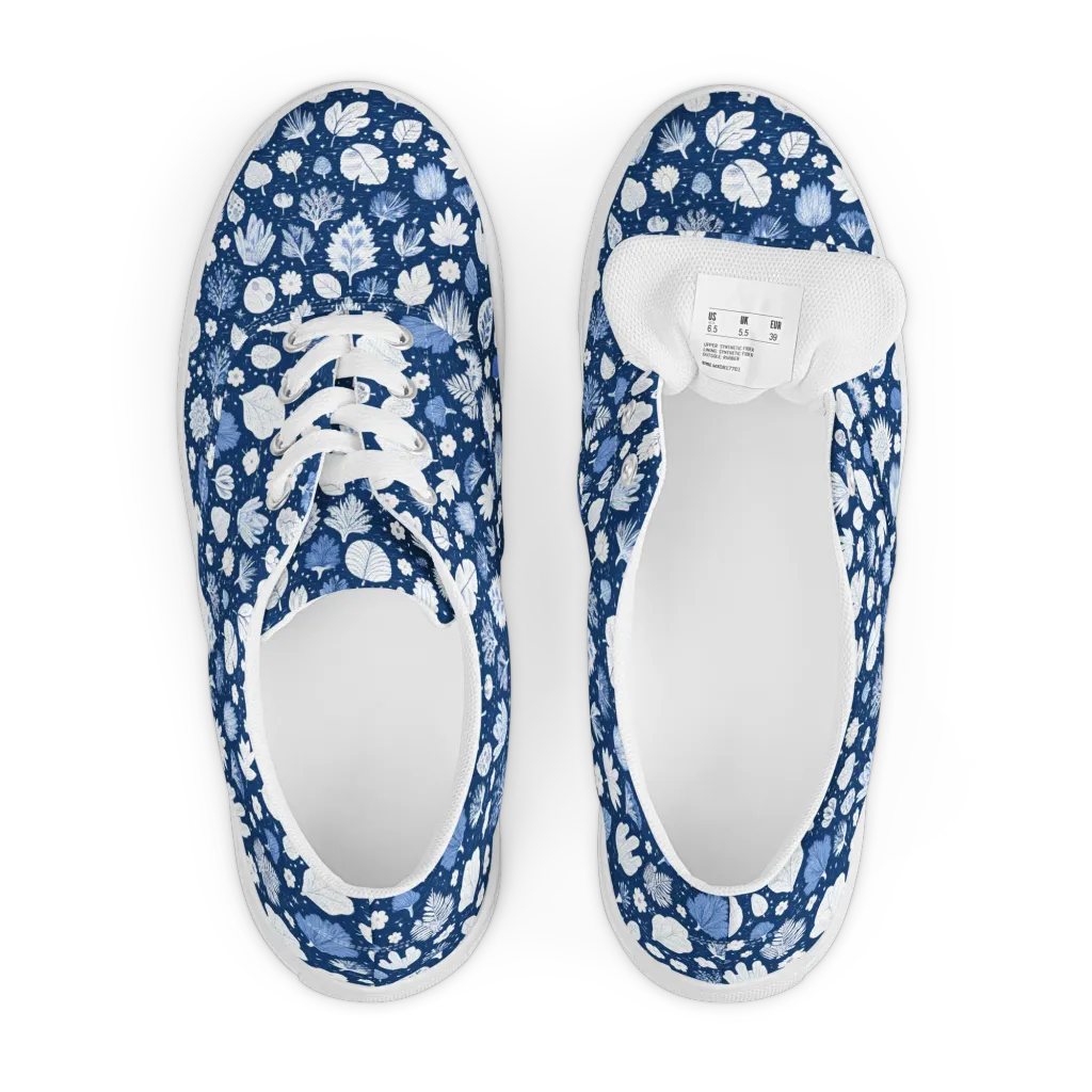 Indigo Herbarium on Men's Lace-Up Canvas Shoes — Front