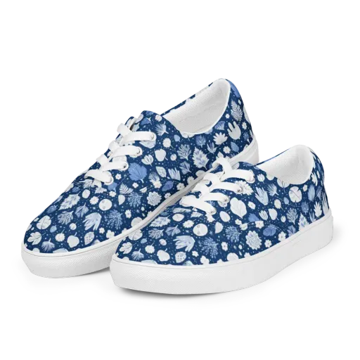 Indigo Herbarium on a Men's Lace-Up Canvas Shoes