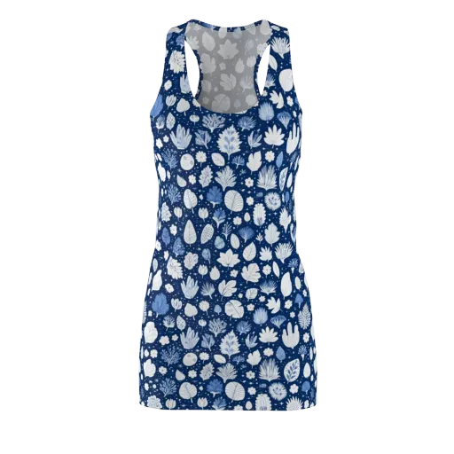 Indigo Herbarium on a Racerback Dress