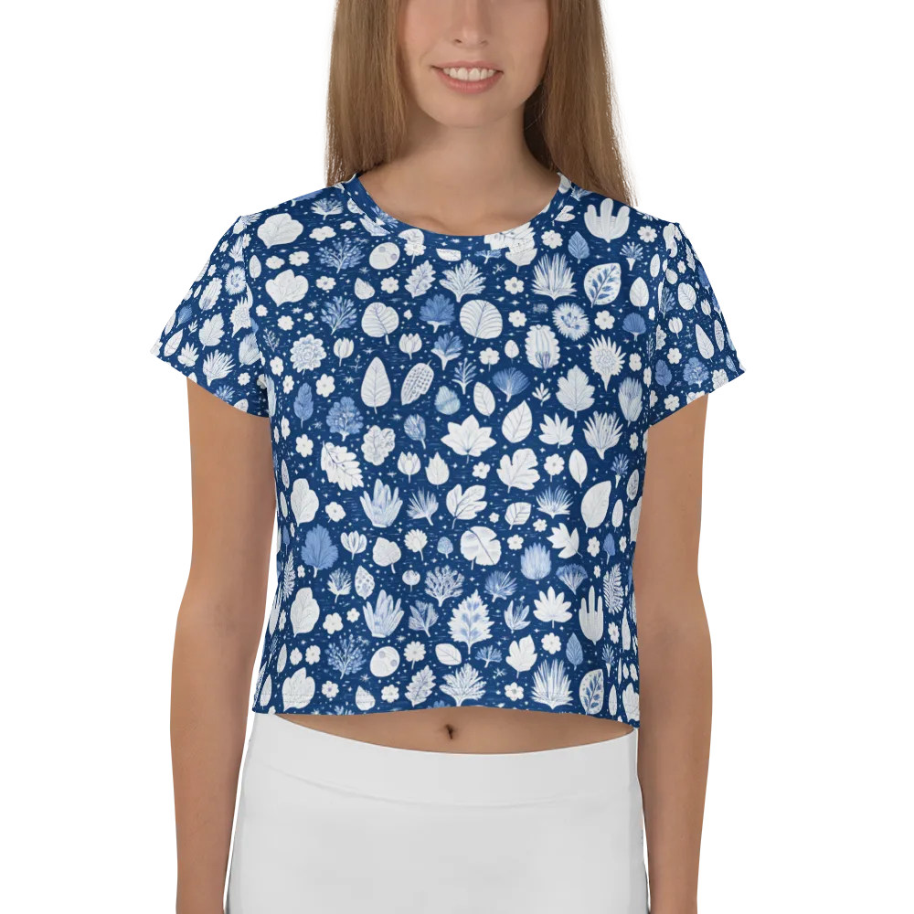 Indigo Herbarium on Crop Tee — Front