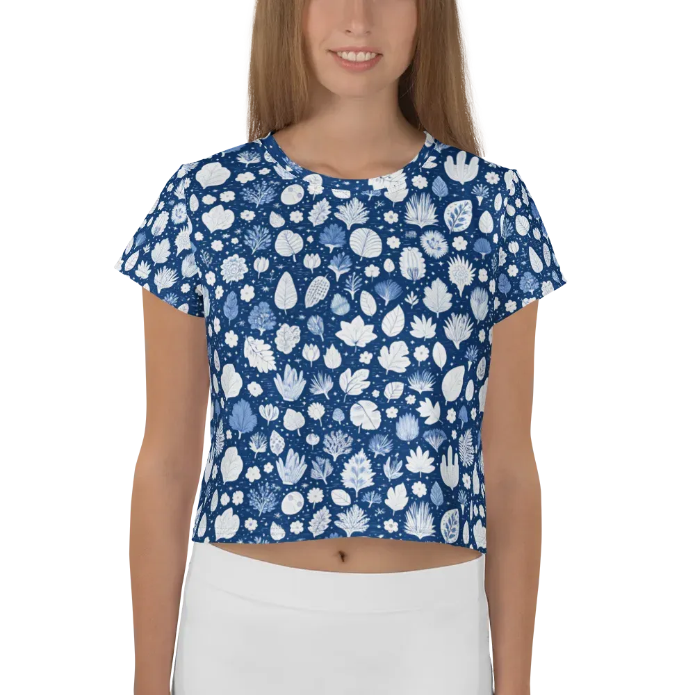 Indigo Herbarium on Crop Tee — Front