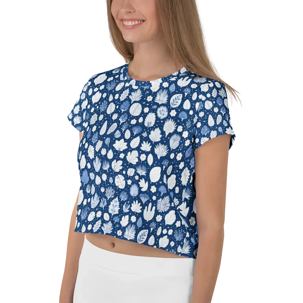Indigo Herbarium on Crop Tee — Left