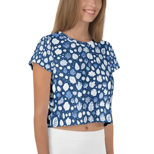 Indigo Herbarium on a Crop Tee
