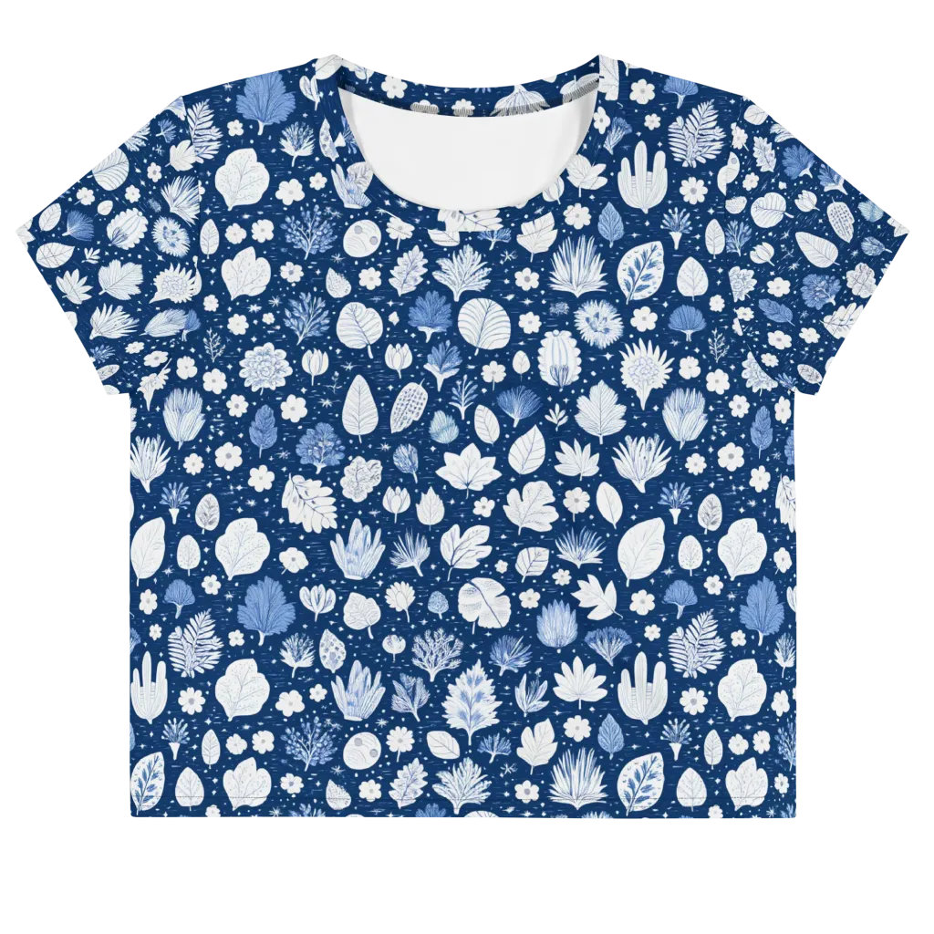 Indigo Herbarium on Crop Tee — Front