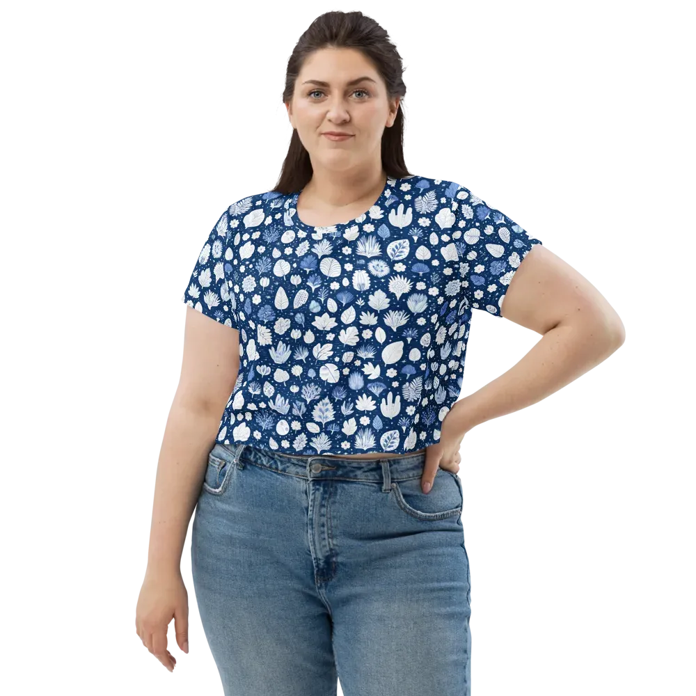 Indigo Herbarium on Crop Tee — Front