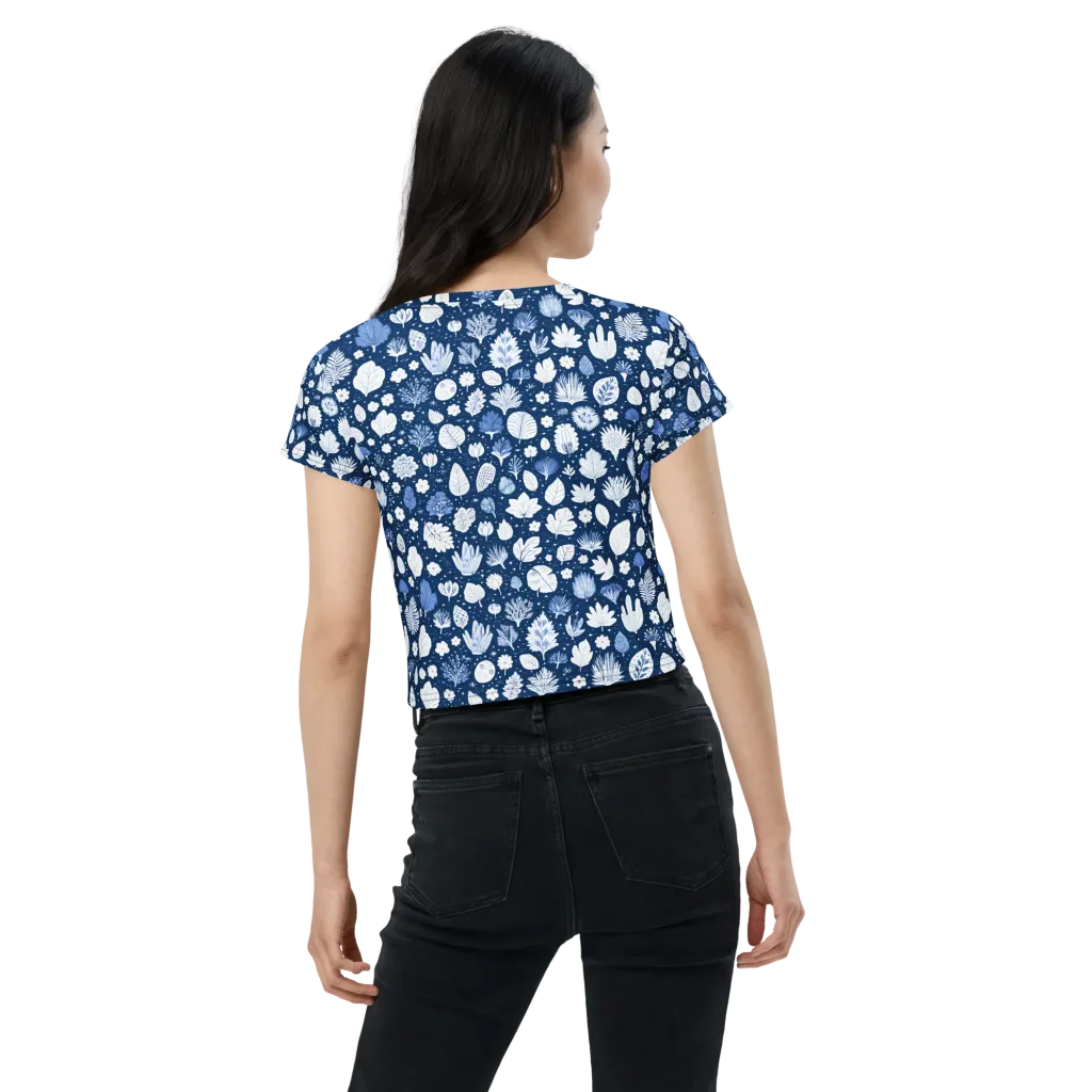 Indigo Herbarium on Crop Tee — Back