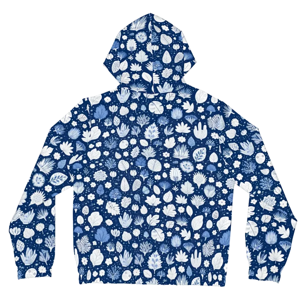 Indigo Herbarium on Women's Full-Zip Hoodie — Back