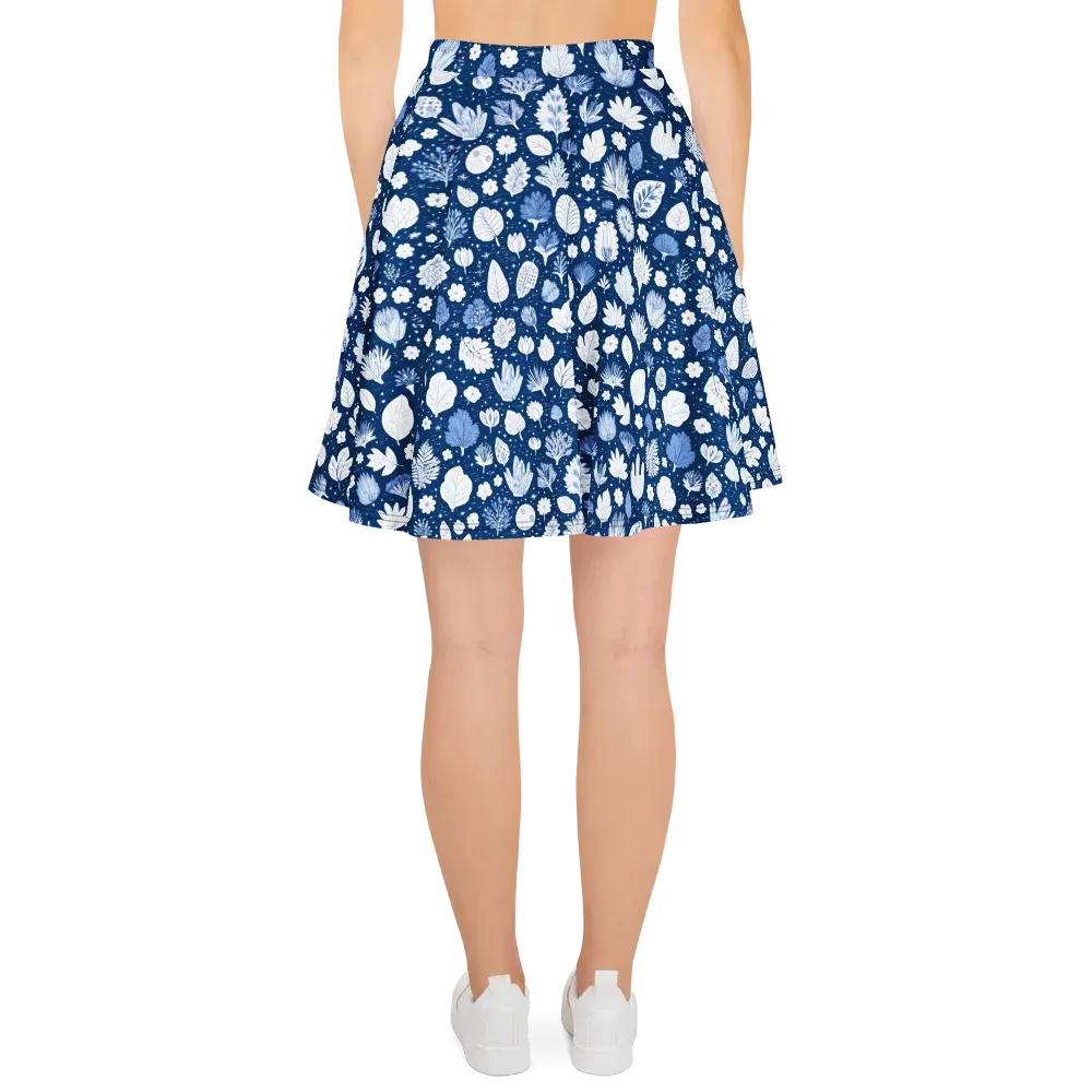 Indigo Herbarium on Skater Skirt — Back