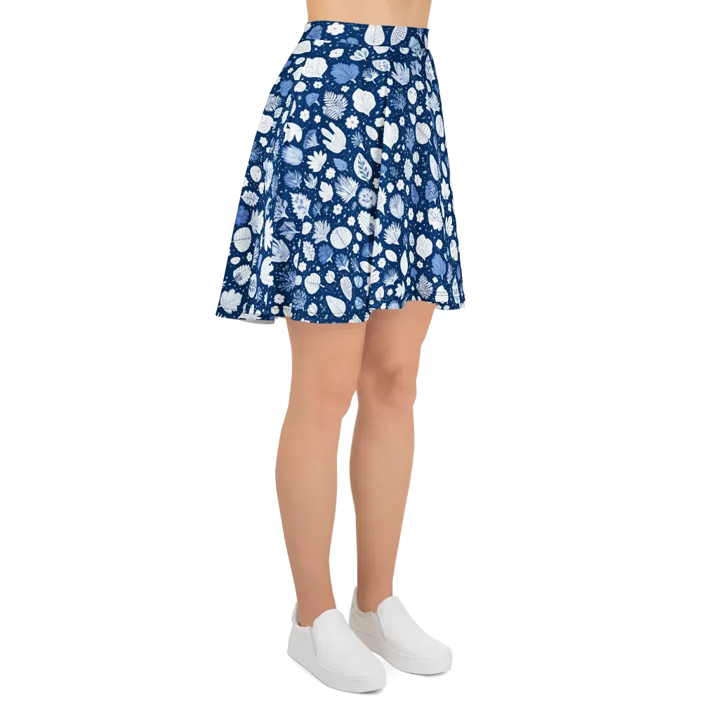 Indigo Herbarium on Skater Skirt — Right