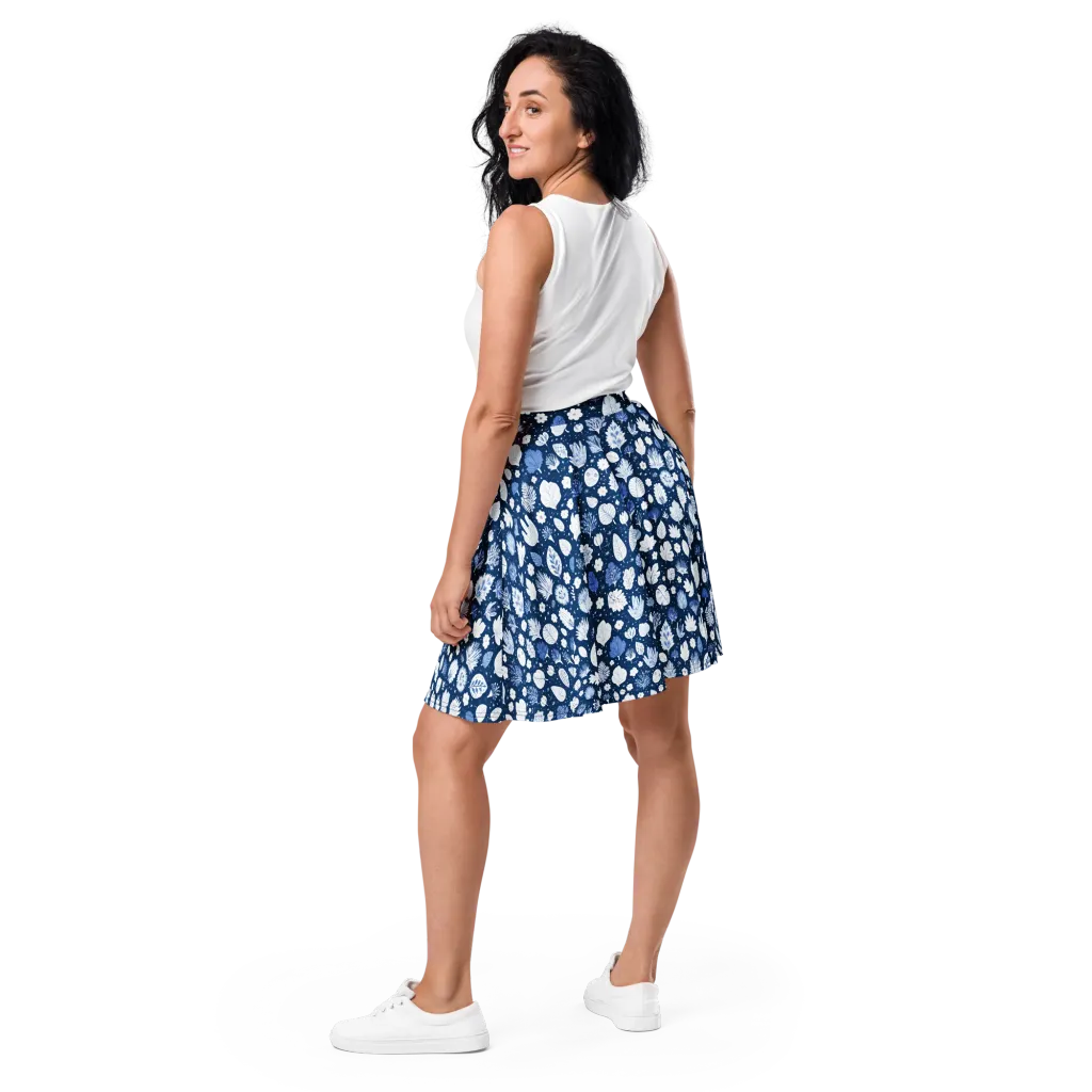 Indigo Herbarium on Skater Skirt — Back