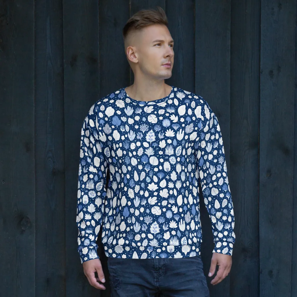 Indigo Herbarium on Sweatshirt — Front