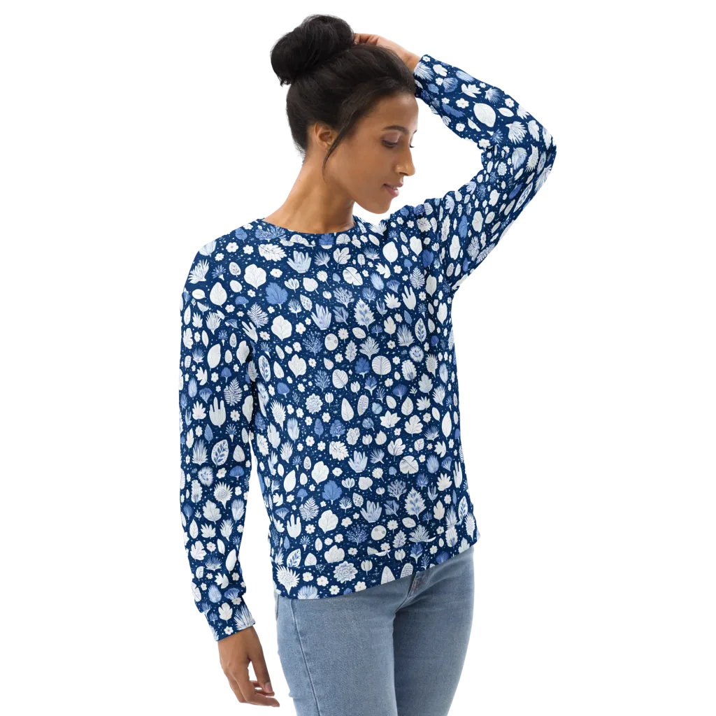 Indigo Herbarium on Sweatshirt — Right Front