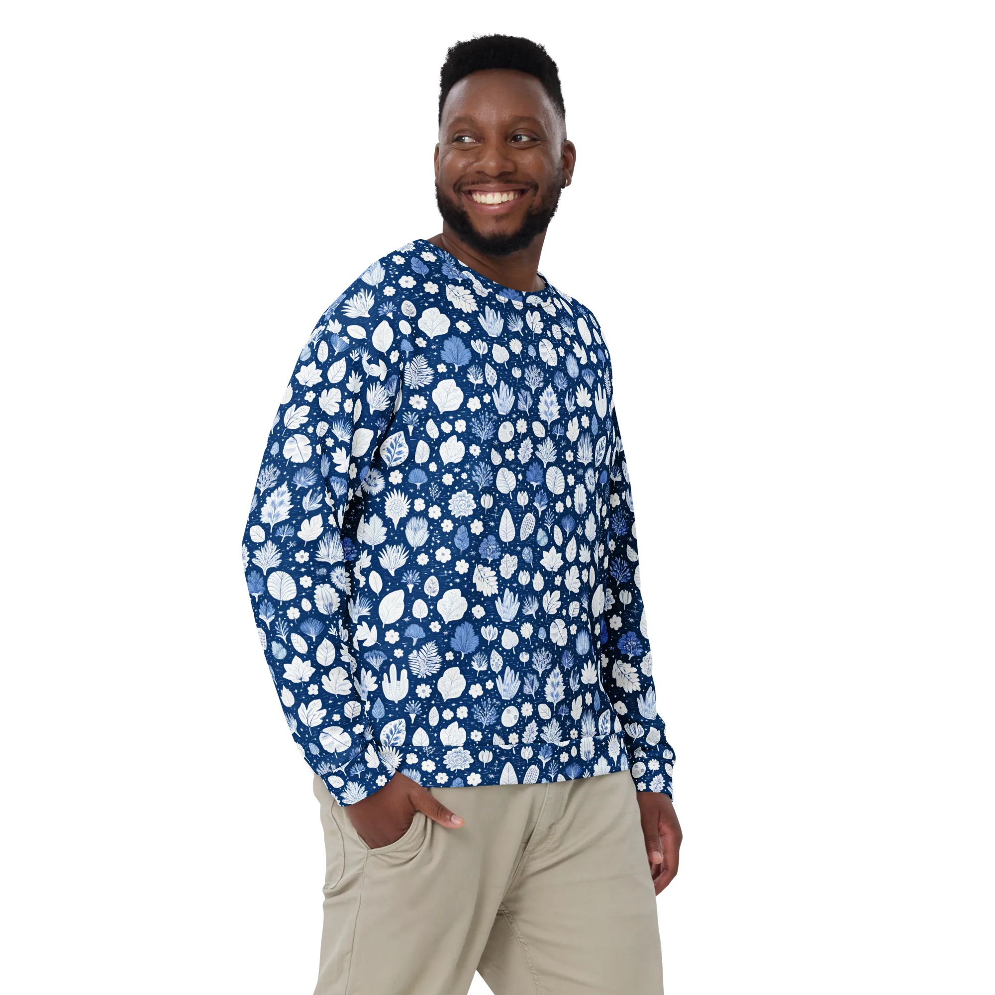 Indigo Herbarium on Sweatshirt — Front