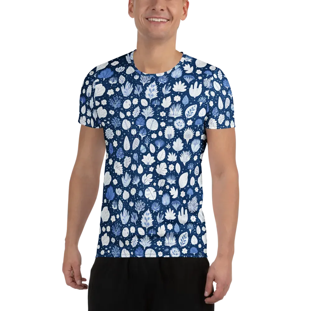 Indigo Herbarium Men's Athletic T-Shirt on model