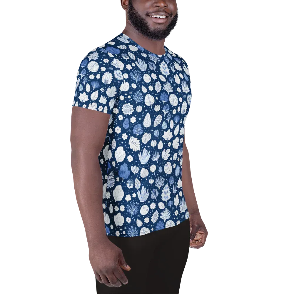 Indigo Herbarium on Men's Athletic T-Shirt — Right
