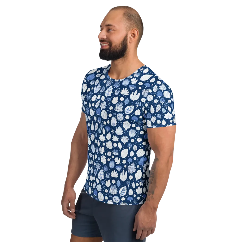 Indigo Herbarium on Men's Athletic T-Shirt — Left