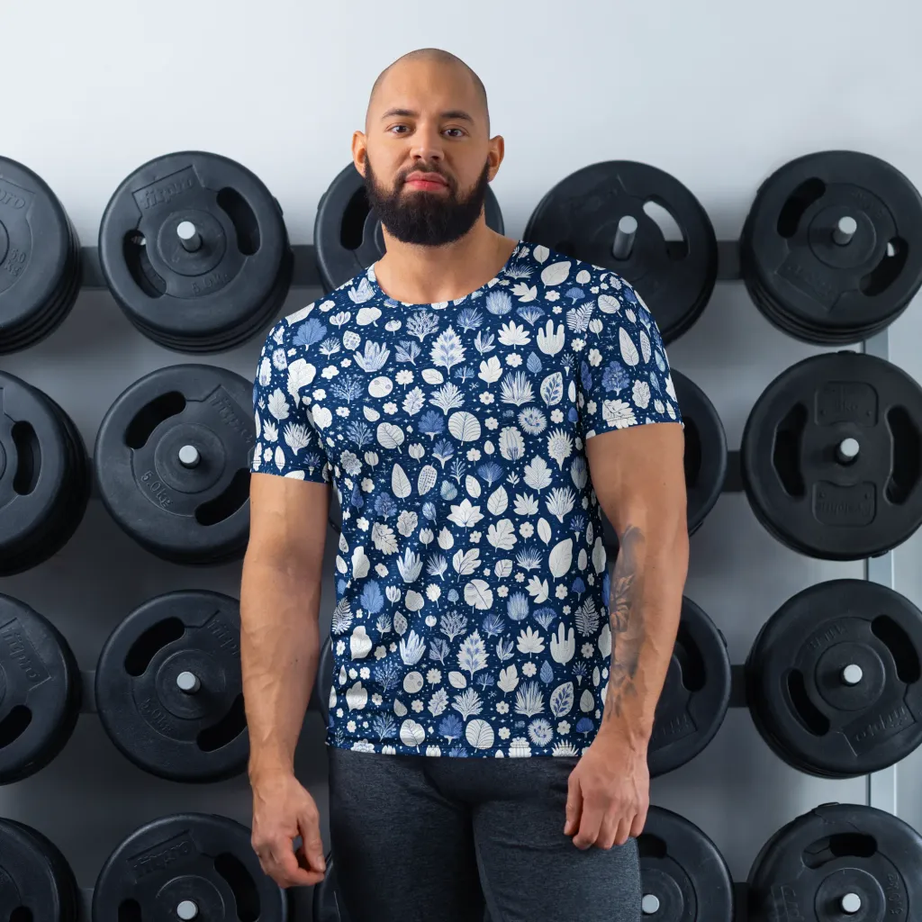 Indigo Herbarium on Men's Athletic T-Shirt — Front