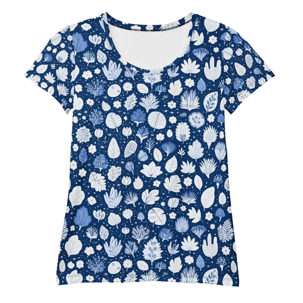 Indigo Herbarium on Women's Athletic T-Shirt — Front