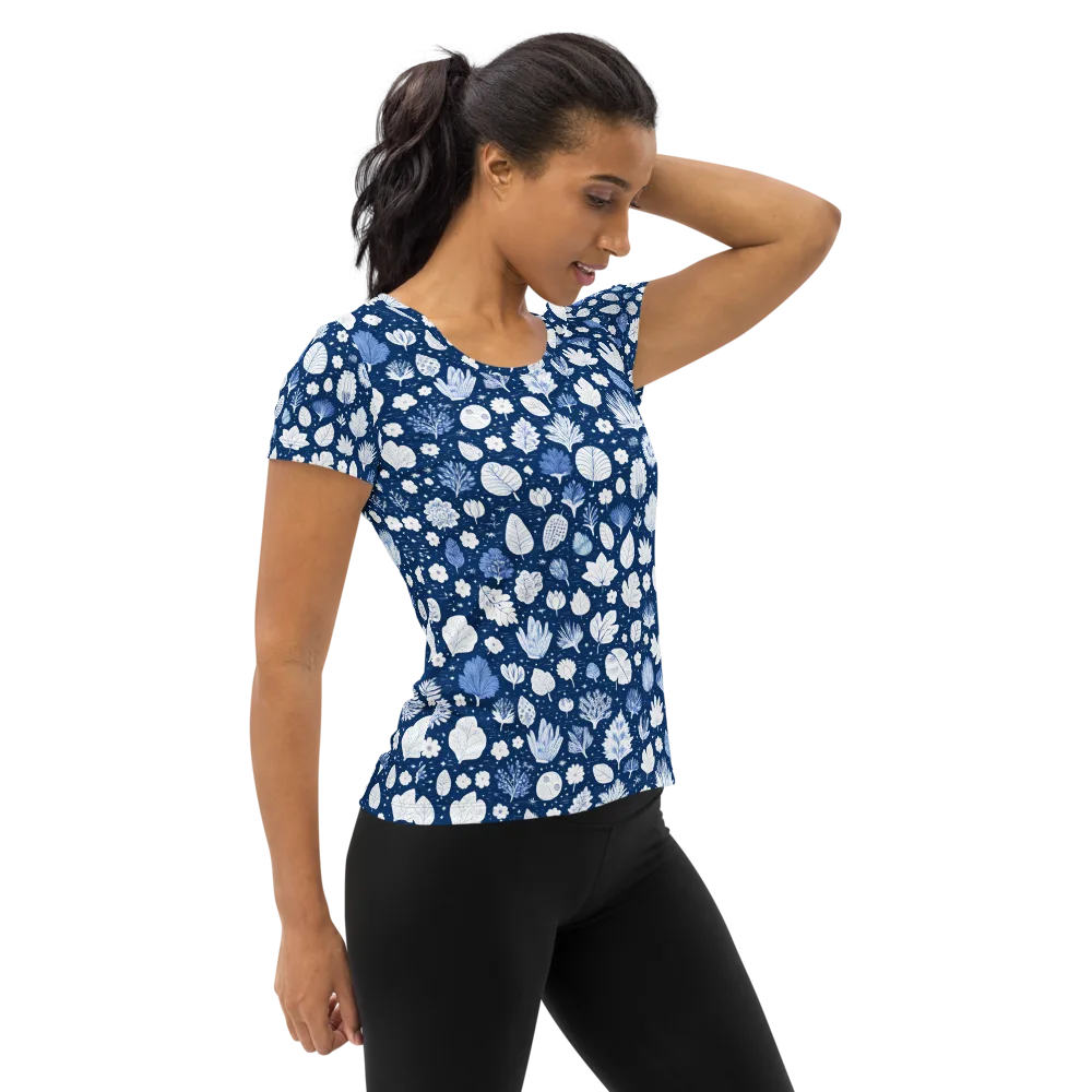 Indigo Herbarium on Women's Athletic T-Shirt — Right