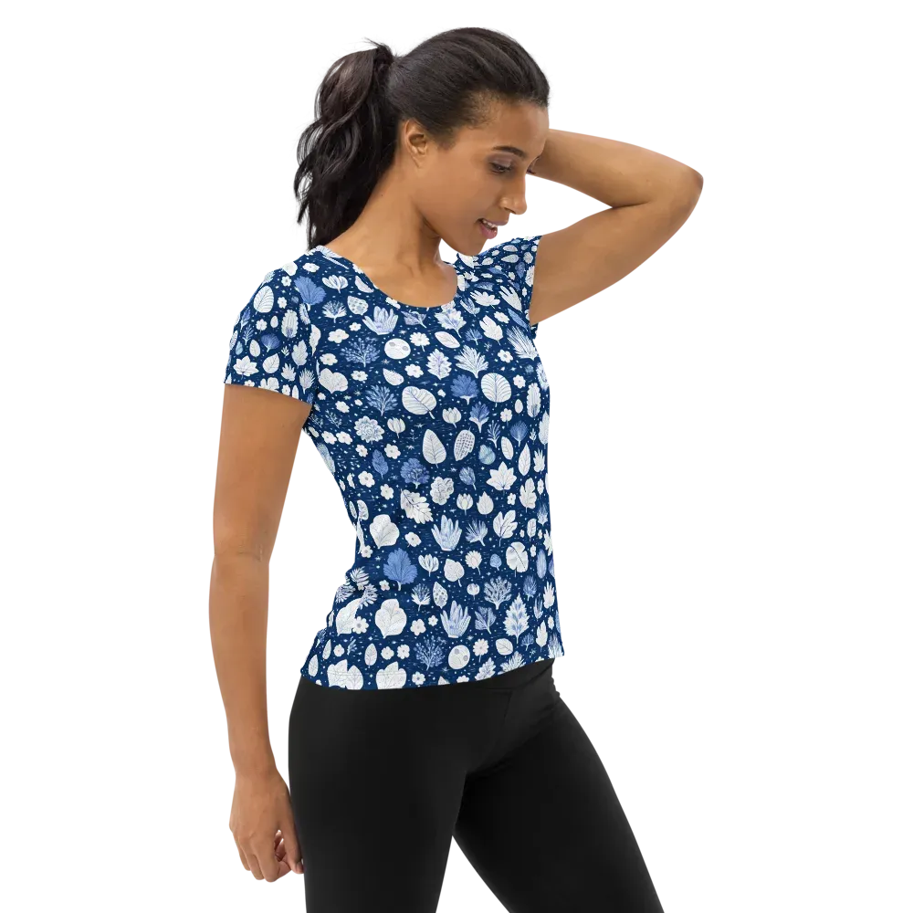 Indigo Herbarium on Women's Athletic T-Shirt — Right
