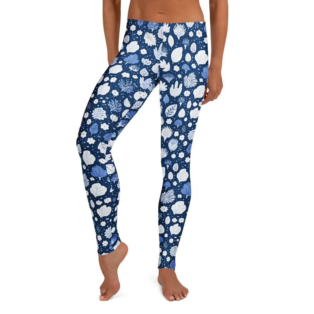Indigo Herbarium on Leggings — Front