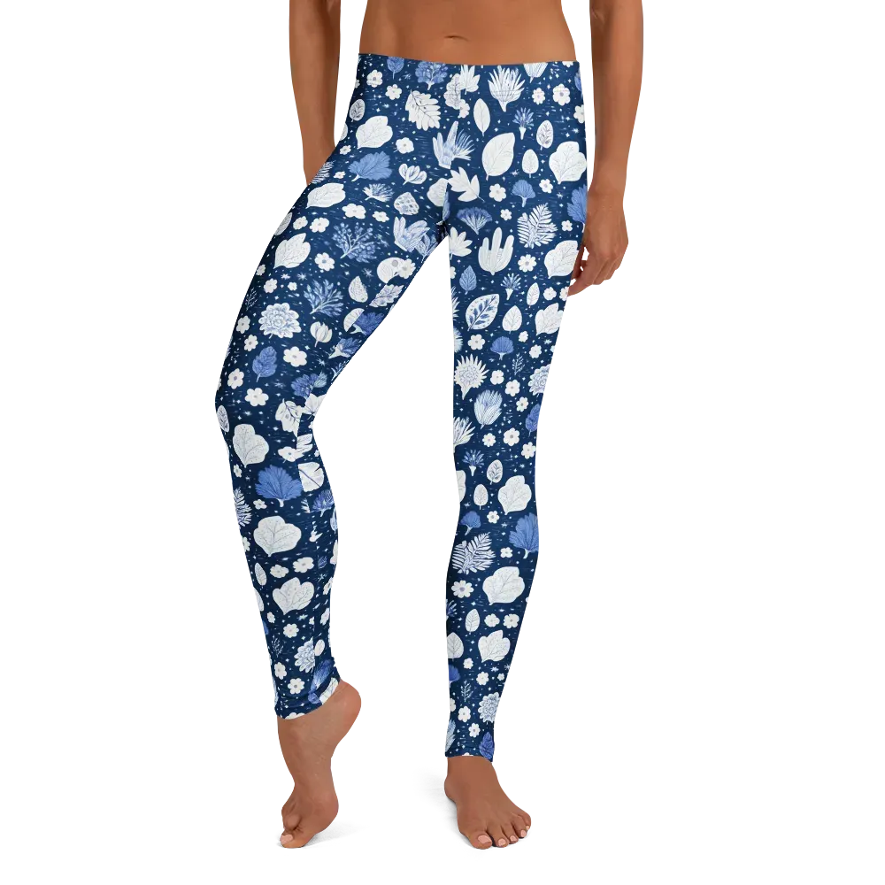 Indigo Herbarium on Leggings — Front