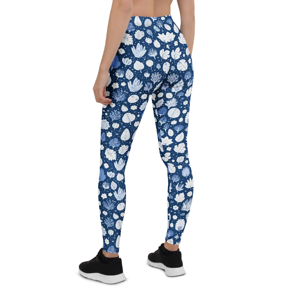 Indigo Herbarium on Leggings — Back
