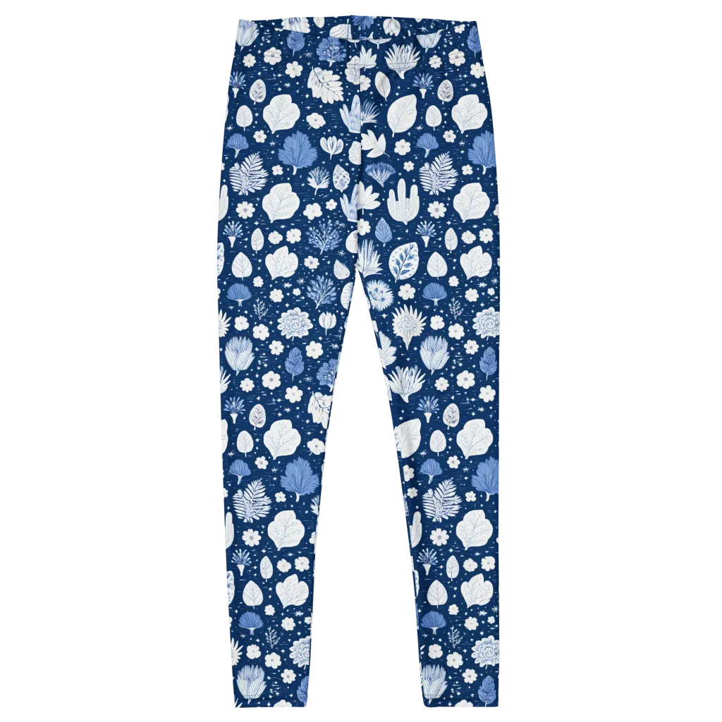 Indigo Herbarium on Leggings — Front