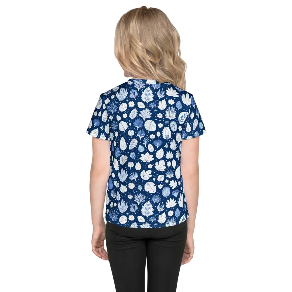 Indigo Herbarium on Kids Crew Neck T-Shirt — Back
