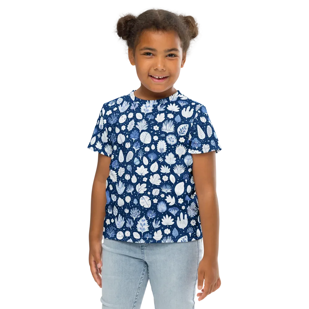 Indigo Herbarium on Kids Crew Neck T-Shirt — Front
