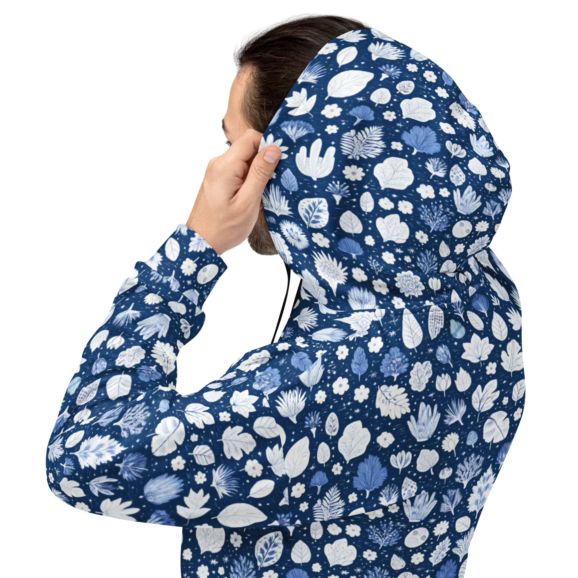 Indigo Herbarium on Hoodie — Back