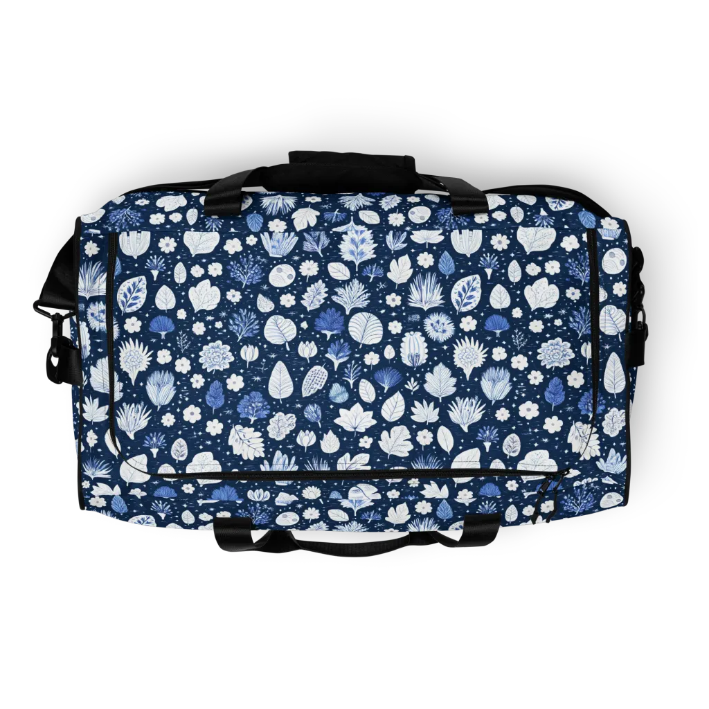 Indigo Herbarium on Duffle Bag — Top